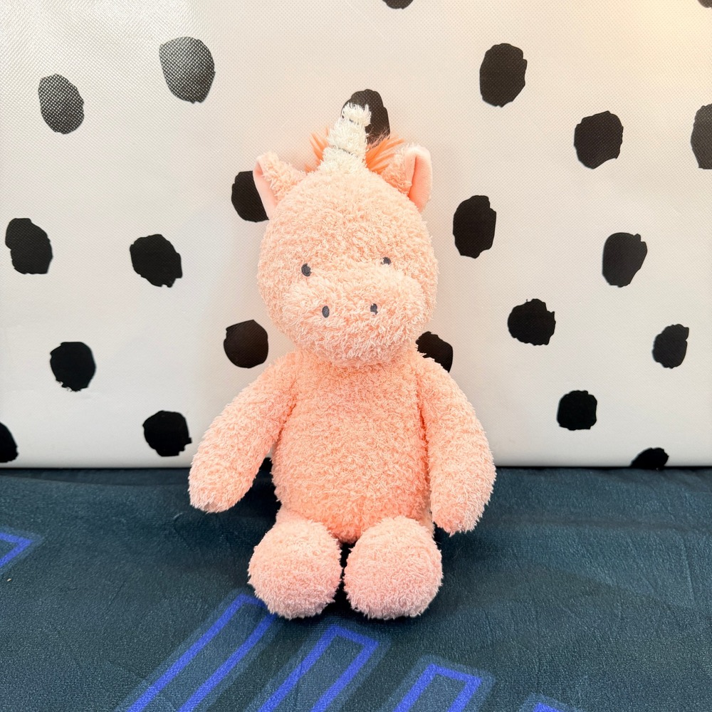 Cloud Island Peach Pink Sherpa Unicorn Plush Stuffed Animal Coral Mane 11" Lovey